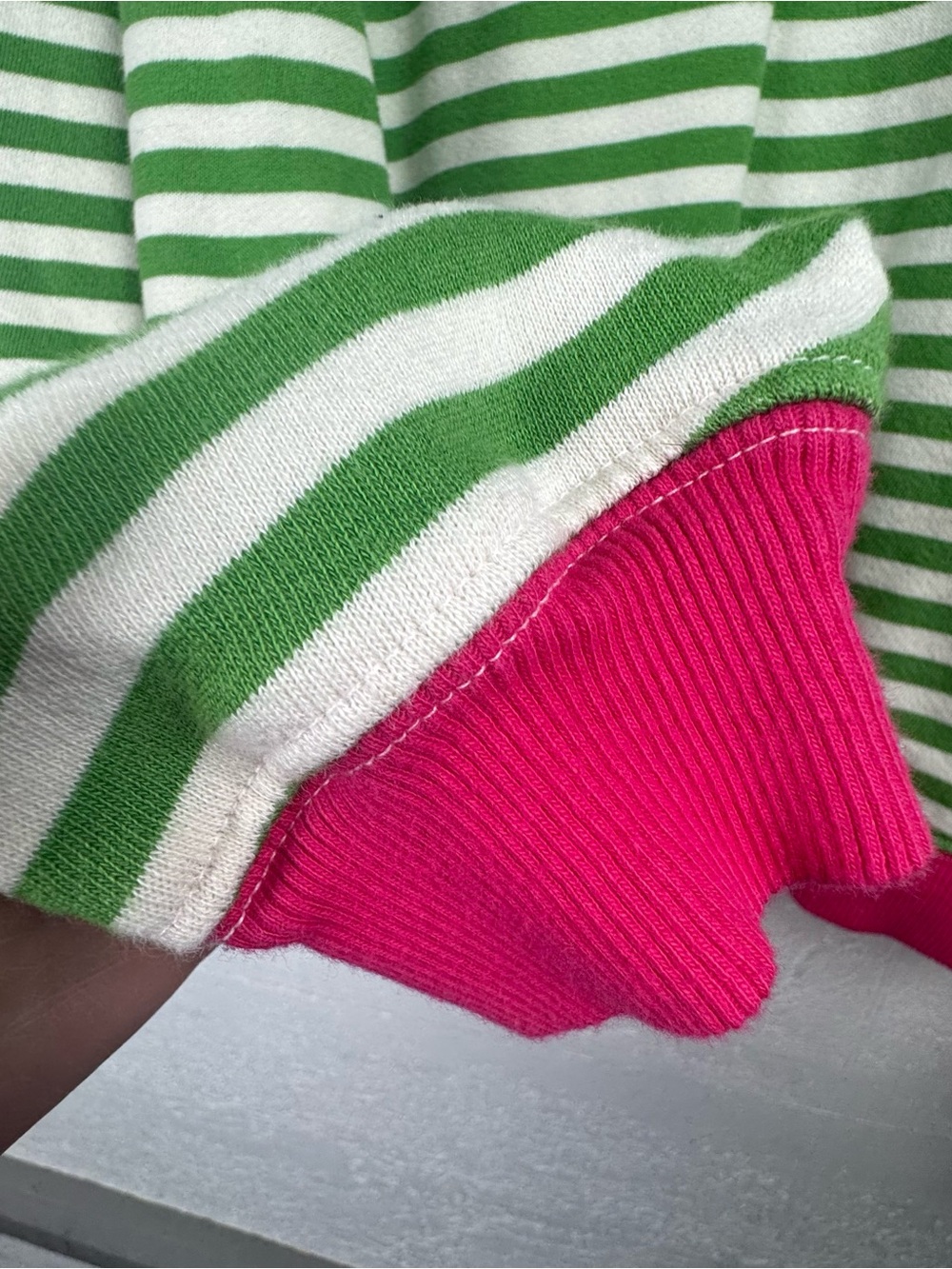 Free People Classic Striped Oversized Crewneck Sweatshirt Green Pink Small - Picture 5 of 10